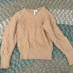 Janie and Jack Peach Cable Knit Crewneck Sweater